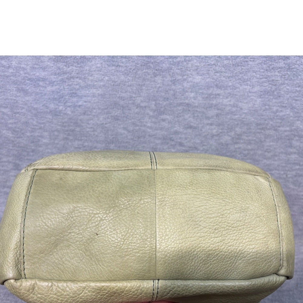 American Leather Co Sage Green Pebbled Leather Flap Backpack Bag Purse - Picture 5 of 13